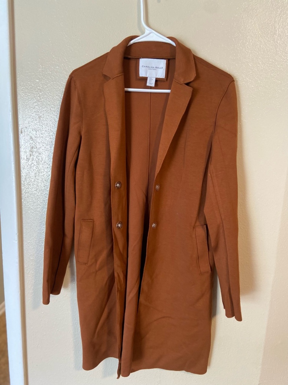 Carolina Belle Burnt Orange Long Blazer Trench Coat